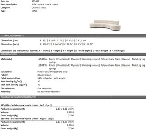 Canapea design modern Lennox, boucle crem 115487 HZ