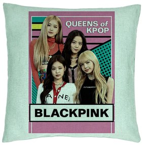 Perna Decorativa, Model Blackpink K-POP, 40x40 cm, Verde Menta, Husa Detasabila, Burduf