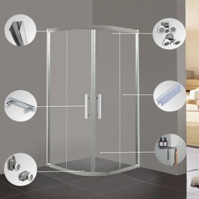 Cabină de duș curbată Spirit Clear 80x80x180 cm, fără cădiță de duș