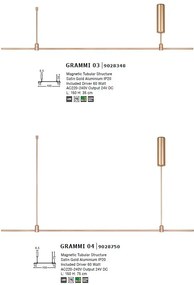 Sistem tubular magnetic-decorativ GRAMMI 03 H-75cm, auriu satinat
