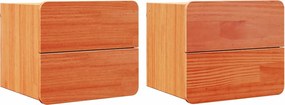 vidaXL Noptieră cu sertar 2 pcs Maro 39 x 34 x 33 cm Lemn masiv de pin