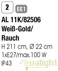 Stalp exterior stil clasic IP43 H195 Puchberg AL 11K/82506 weiß-gold/rauch OR