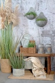 Set de 3 tăvi din metal cu margine decorativă tip dantelă, finisaj zinc antichizat