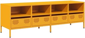 vidaXL Dulap TV, galben muștar, 135x39x43,5 cm, oțel laminat la rece