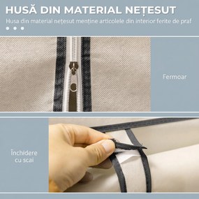 HOMCOM Dulap Textil cu 8 Rafturi și 2 Bare, Economisitor de Spațiu pentru Dormitor, 125x43x162,5 cm, Gri Deschis | Aosom Romania
