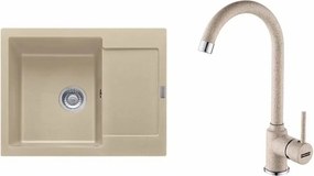 Set chiuveta bucatarie compozit Franke Maris Avena 1 cuva cu picurator 62x50 cm finisaj bej mat plus baterie