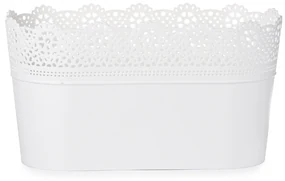 Ghiveci de flori Lace, din plastic, alb