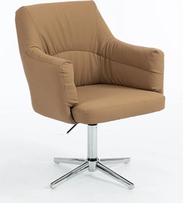 HR840CROSS Scaun Caramel Piele Ecologica Premium Soft cu Bază Cromata