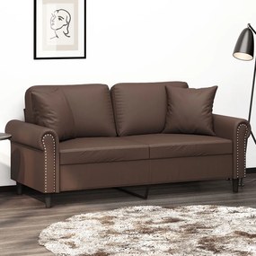 3153175 vidaXL Canapea cu 2 locuri, perne&pernuțe maro 140 cm piele ecologică