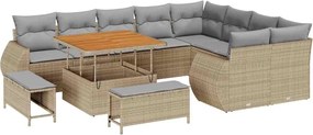 vidaXL Set de canapele pentru grădină 12 pcs Beige și gri deschis