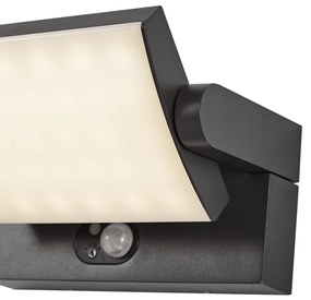 Lampă de perete pentru exterior neagră, cu LED IP54 și senzor de mișcare solar - Judge