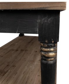 Masă de prezentare shabby chic, cu finisaj negru antichizat, Clarisse, 200x100x85 cm