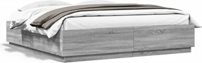 vidaXL Cadru de pat, gri sonoma, 200x200 cm, lemn prelucrat