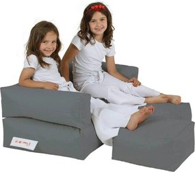 Set fotoliu cu 2 taburete pentru copii 248FRN1228, gri, poliester, 100