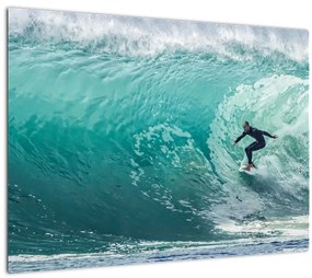 Tablou pe sticlă cu surferi (70x50 cm)