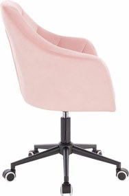 HR830CK Scaun Roz Pudra Catifea cu Bază Neagră