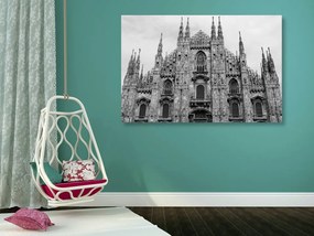 Tablou catedrala în Milano în design alb-negru