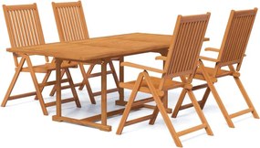 vidaXL Set mobilier de grădină, 5 piese, lemn masiv de acacia, 150-200 cm