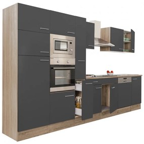 Mobilă de bucătărie Yorki 370, corp din stejar sonoma, cu față antracit satinat
