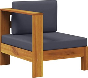 vidaXL Canapea de mijloc cu 1 cotieră, gri închis, lemn masiv acacia