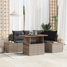 vidaXL Set de canapele pentru grădină 5 pcs Gri Rattan poli