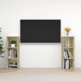 Comode TV, 2 buc., stejar Sonoma, 107x35x37 cm, PAL 2, Stejar sonoma, 107 x 35 x 37 cm