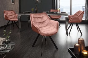 Scaun design retro Dutch Comfort, catifea roz