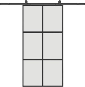 vidaXL Ușă glisantă cu set de feronerie neagră sticlă securizată