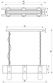 Lustră pe lanț SODER 3xE27/60W/230V