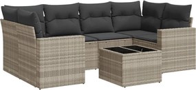 vidaXL Set canapele de grădină cu perne, 7piese gri deschis poliratan