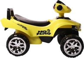 Masinuta cu Functie de Trotineta Fara Pedale Pentru Copii NOVOKIDS™ ATV No Fear Rider, Maxim 25 Kg, Cu Melodii, Sezut comfortabil, Galben cu Negru