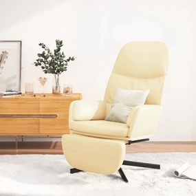 3097416 vidaXL Scaun de relaxare cu taburet, crem, piele ecologică