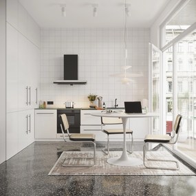 Masă de sufragerie rotundă modernă, Alb | Aosom Romania