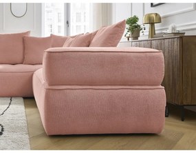 Colțar roz cu tapițerie din chenille (cu colț pe partea stângă/în formă de ”L”) Whesley – Bobochic Paris