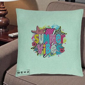 Perna Decorativa Summer Vibes Colorata, 40x40 cm, Verde Menta, Husa Detasabila, Perna Inclusa, BEKZ®