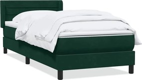 vidaXL Pat box spring cu saltea, verde închis, 80x220 cm, catifea