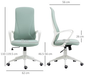 Vinsetto Scaun de birou ergonomic, cu înălțime ajustabilă și balans, 62x56x110-119,5 cm, verde | Aosom Romania