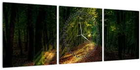 Tablou cu poteca prin pădure (cu ceas) (90x30 cm)