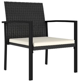 Set de masa si scaune de exterior, 9 piese, negru, poliratan Negru, 9