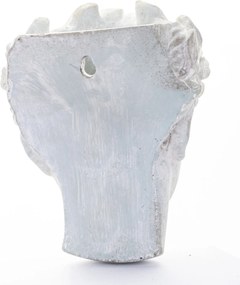 Ghiveci de piatra, pentru perete, forma cap femeie gri, 19x17x13 cm
