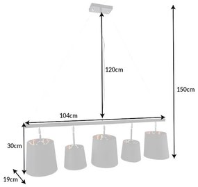 Lustra suspendata cu 5 surse de lumina Levels 100cm negru/ auriu