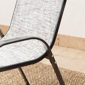 Outsunny Set Mobilier de Grădină din 3 Piese cu Scaune Suprapozabile și Masă din Sticlă, 54x71x93 cm, Gri Închis | Aosom Romania