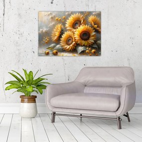 Tablou - Pictură cu floarea-soarelui (70x50 cm)