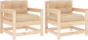 vidaXL Scaune de grădină cu perne, 2 buc., lemn masiv de pin