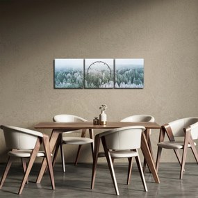 Tablou - Crestele munțillor înzăpezite (cu ceas) (90x30 cm)