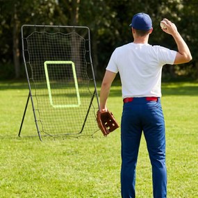 HOMCOM Plasă Rebounder Pliabilă pentru Fotbal și Baseball cu 21 de Corzi și Zonă de Precizie, 123x90x174 cm, Negru | Aosom Romania