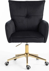 HR250K Scaun Catifea Neagră Bază Aurie