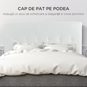 HOMCOM Spătar Pat Matrimonial Capitonată cu Design cu Nasturi, Căpătâi Pat din Piele PU și MDF, 160x7x120 cm, Alb | Aosom Romania