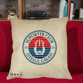 Perna Personalizata Otelul Galati Suporter Club 1964, 40x40 cm, Crem, Husa Detasabila, Perna Inclusa, BEKZ®