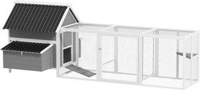 PawHut Coteț mare pentru 7-10 găini, bățuri de cocoțat, leagăn, fereastră, cuiburi, plasă metalică, gri | Aosom Romania